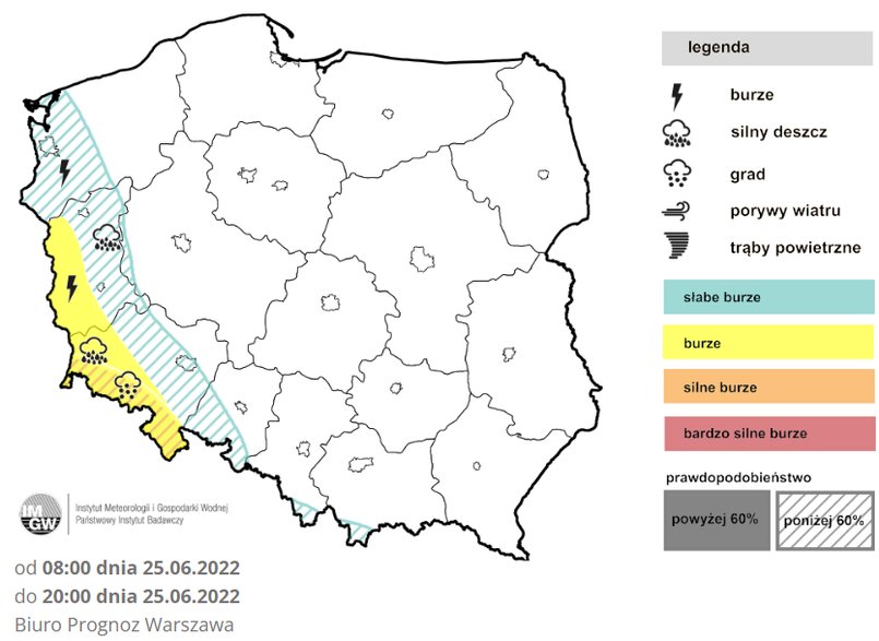 Prognoza burz na sobotę.