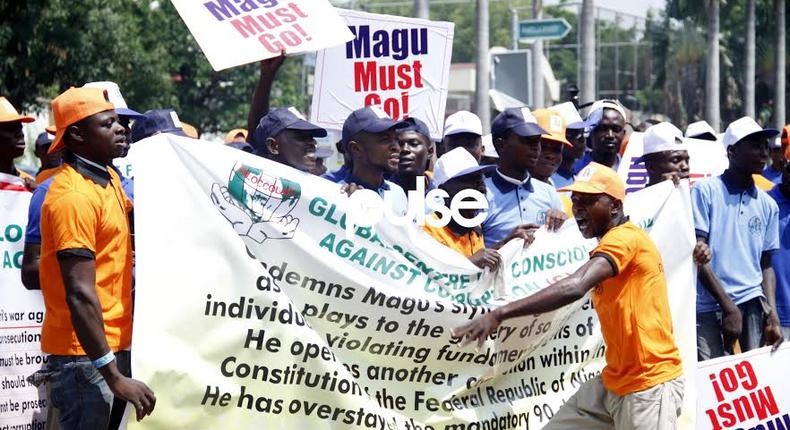 Protesters demand acting EFCC chairman, Ibrahim Magu's sack