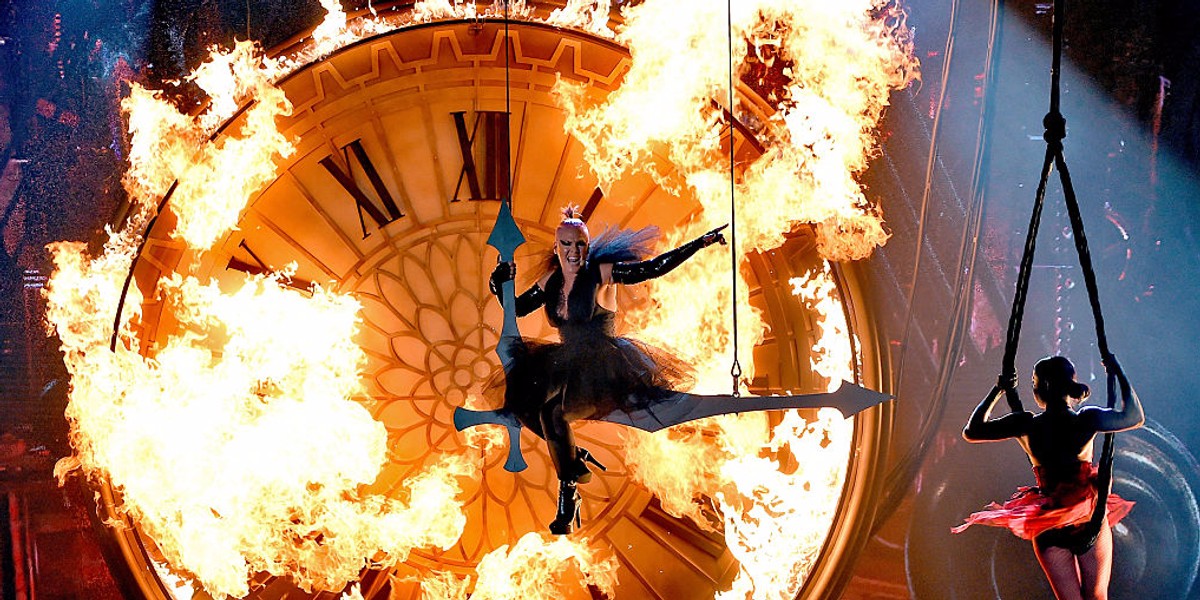 Pink performing "Just Like Fire" at the 2016 Billboard Awards in Las Vegas on Sunday.