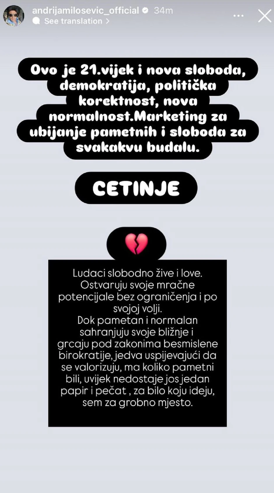 Andrija Milošević o nesreći na Cetinju