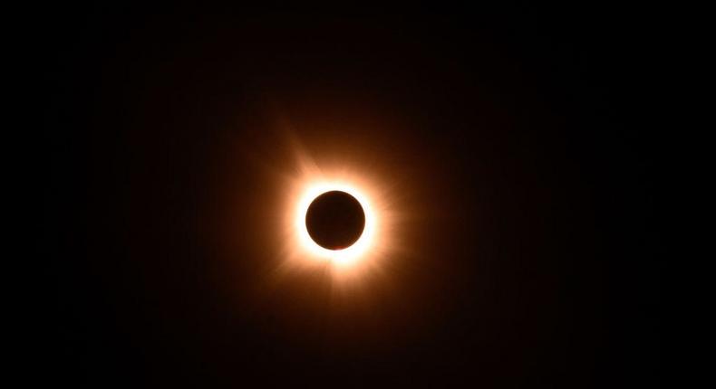 The sun's corona, or outer atmosphere, was visible during totality.