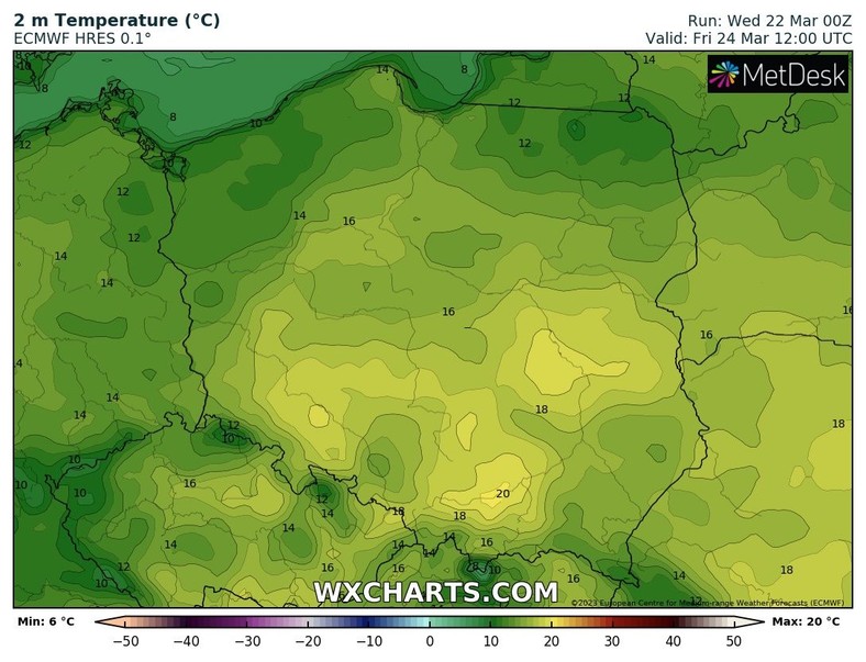 Niebawem na południu temperatura pierwszy raz w tym roku osiągnie 20 st. C