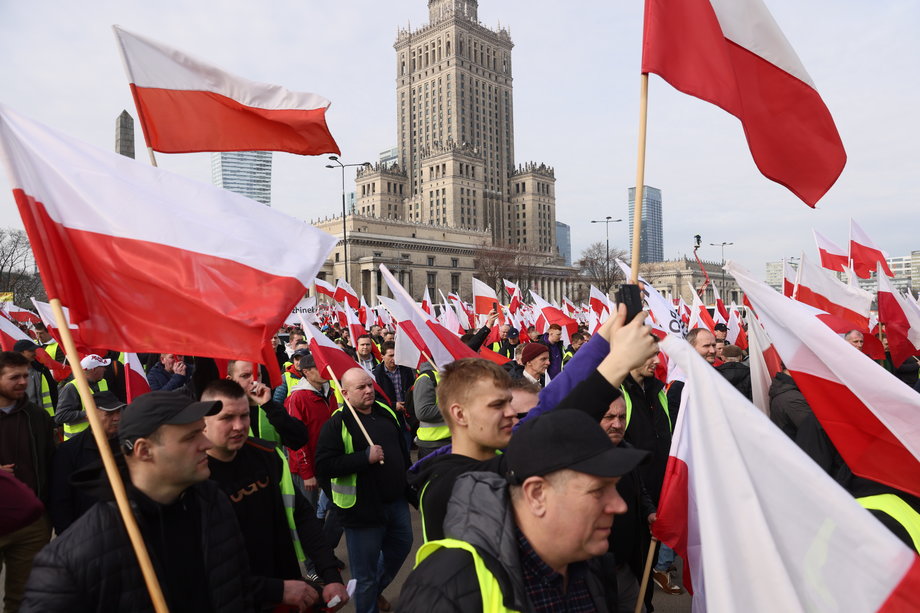 Protest rolników w Warszawie. 27 lutego 2024 r.