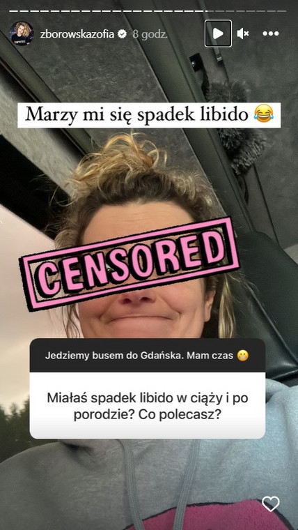 InstaStory z profilu Zofii Zborowskiej