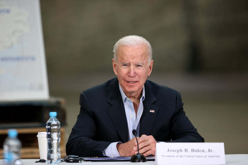 Wizyta prezydenta USA Joe Bidena. Prezydent USA Joe Biden podczas spotkania z przedstawicielami pozarządowych organizacji zaangażowanych we wspieranie uchodźców z Ukrainy.