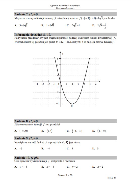 Matura z matematyki - poziom podstawowy