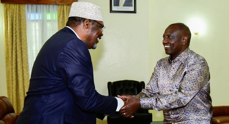 Miguna Miguna with President William Ruto at the Kisumu State Lodge on January 14, 2023