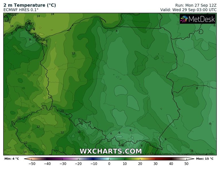 Noc ciepła na zachodzie, zdecydowanie chłodniejsza w głębi kraju