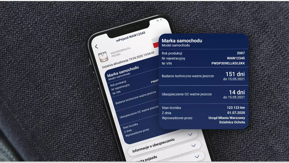 mPojazd w aplikacji mObywatel