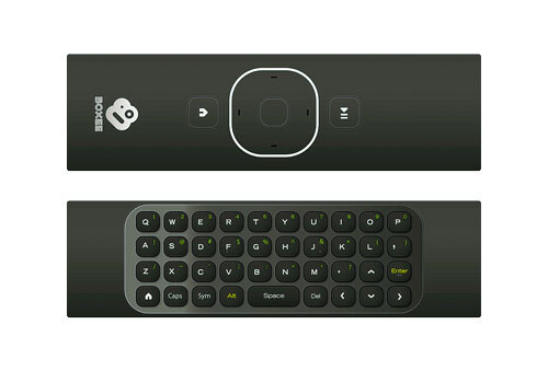 Pilot dołączany do urządzenia D-Link Boxee ma dwie strony - z podstawowymi przyciskami dotykowymi oraz klawiaturą Qwerty.