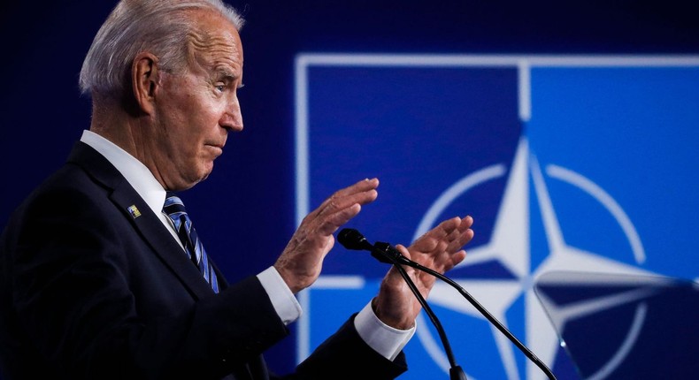 President Joe Biden at a press conference after the NATO summit in Brussels, June 14, 2021.