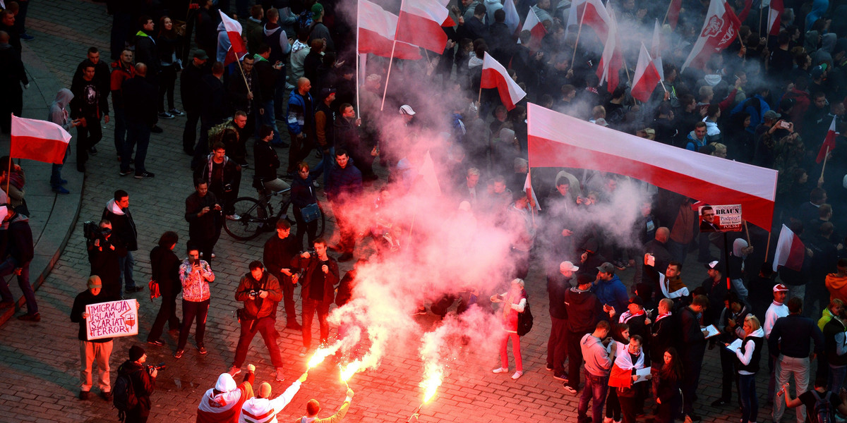 Warszawa, Manifestacja, przeciw przyjęciu, uchodźcy, imigranci