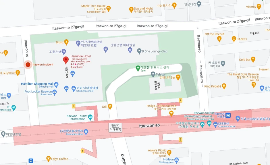 Lokacija smrtonosnog stampeda u Seulu na mapi