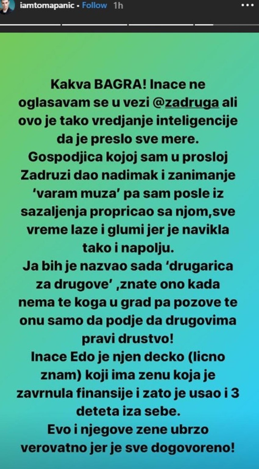 Objava Tome Panića