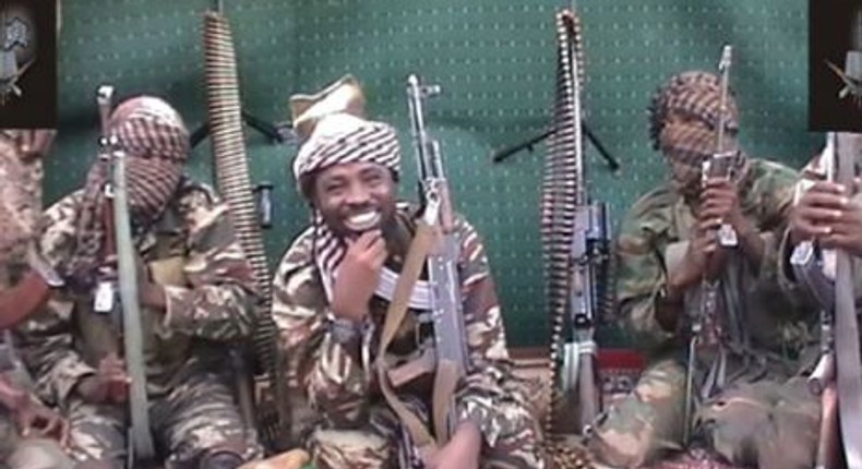 Abubakar Shekau in the middle, with other lieutenants.