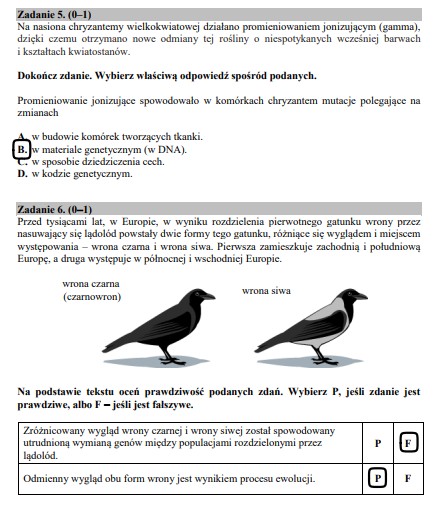 Egzamin gimnazjalny z części przyrodniczej - poprawne odpowiedzi