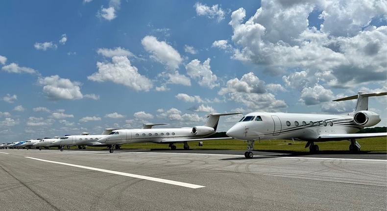 Private jets parked at Augusta Regional Airport during last year's Masters.Courtesy of Augusta Regional Airport