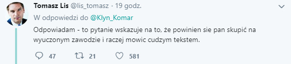 Tomasz Lis na Twitterze