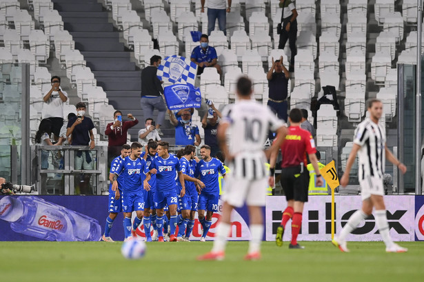 Radość piłkarzy Empoli w meczu z Juventusem Turyn
