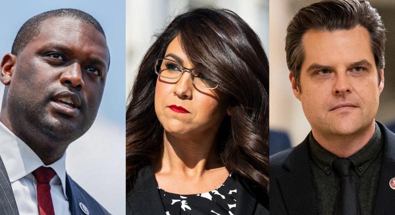 Democratic Rep. Mondaire Jones of New York, Republican Reps. Lauren Boebert of Colorado and Matt Gaetz of FloridaJemal Countess/Getty Images for Take Back the Court Action Fund; Bill Clark/CQ-Roll Call via Getty Images