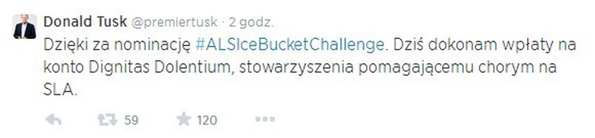 Deklaracja Tuska, że wpłaci pieniądze na Ice Bucket Challenge