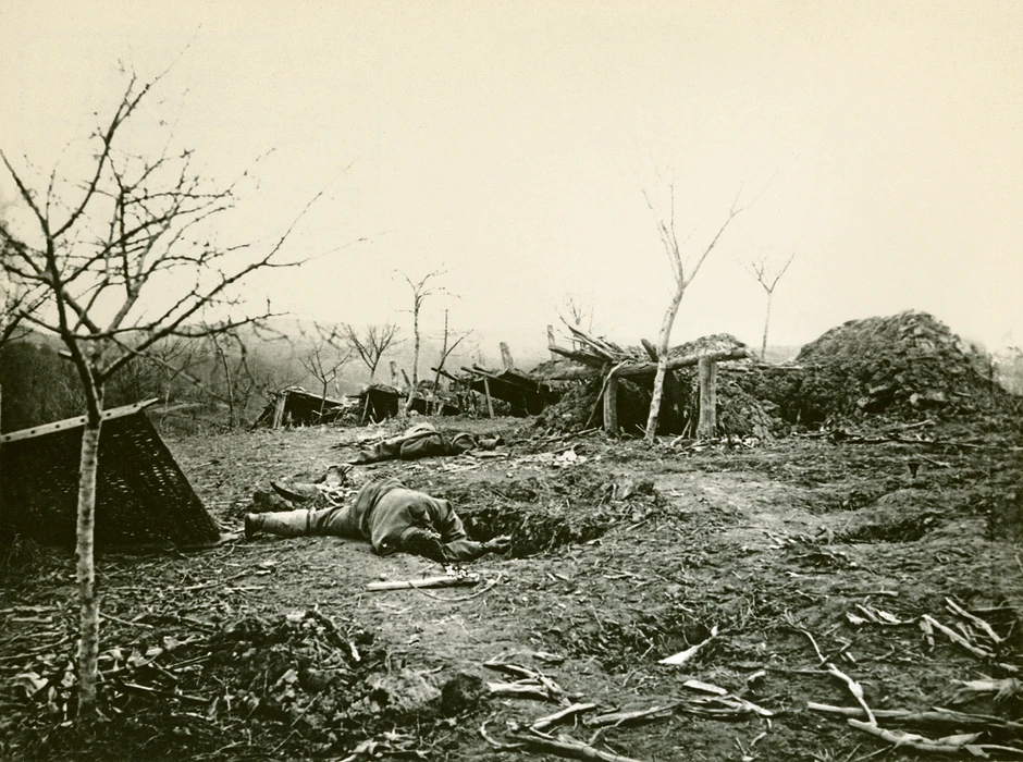 Bojište sa leševima posle borbe kod Ljiga, decembar 1914.