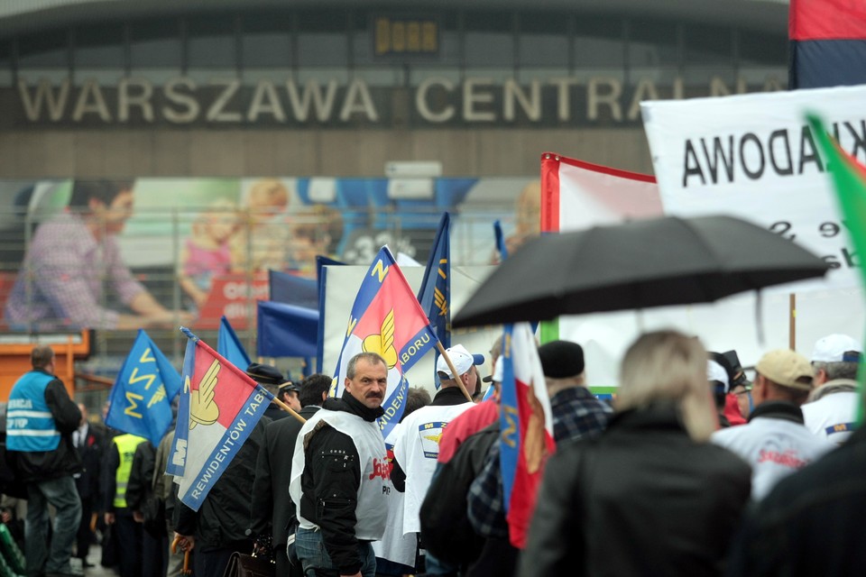 WARSZAWA PROTEST KOLEJARZY