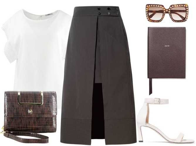 STYLIZACJA ze spódniczką mini: spódniczka-Boca/boca.pl, bluzka-Fablu/fablu.pl, torba-Menbur/menbur.pl, dodatki-TK Maxx