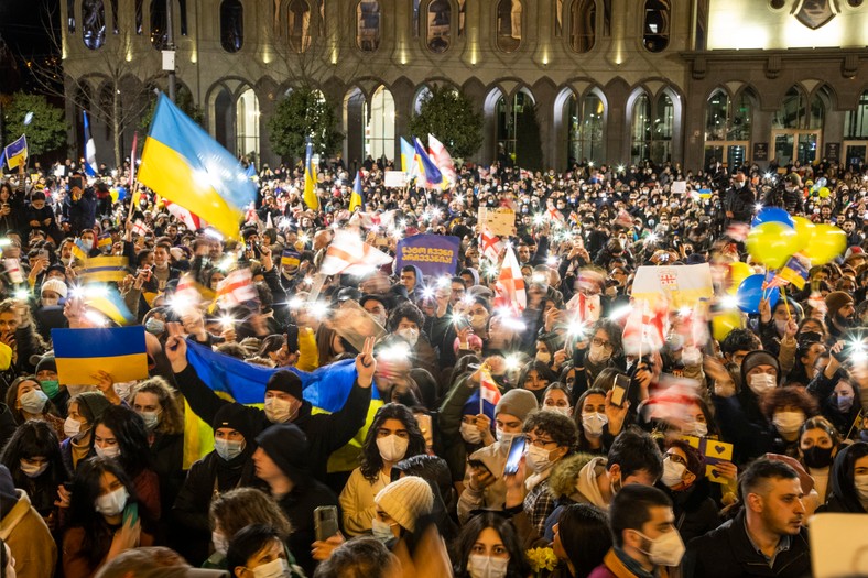 Demonstracja poparcia dla Ukrainy, 27 lutego 2022 r.