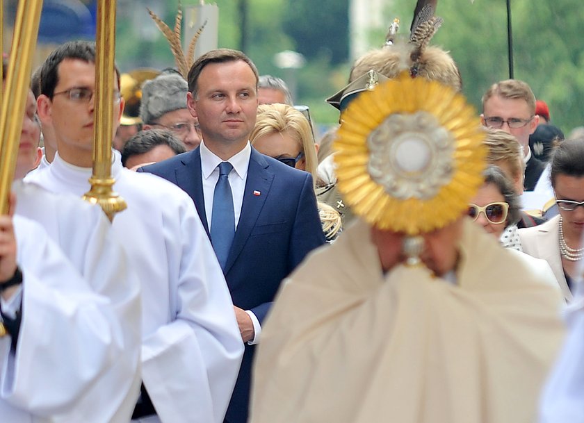 Andrzej Duda na procesji Bożego Ciała w Krakowie