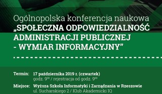 Konferencja 'Społeczna odpowiedzialność administracji publicznej – wymiar informacyjny” już 17 października