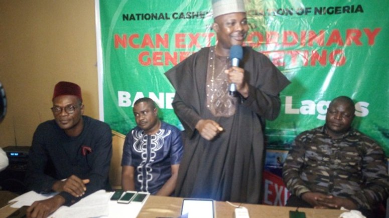 From L-R: Mr Sotonye Anga, National Publicity Secretary; Mr Saliu Alasa, National Vice-President-West; Mr Tola Faseru, National President and Mr Stephen Ayaba, First Vice-President all of the National Cashew Association of Nigeria (NCAN) national body.