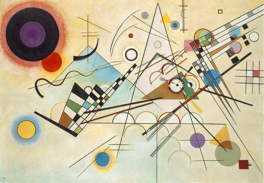 Obraz Vassily Kandinsky z 1923 r. "Composition 8" z kolekcji Musée Guggenheim w Nowym Jorku