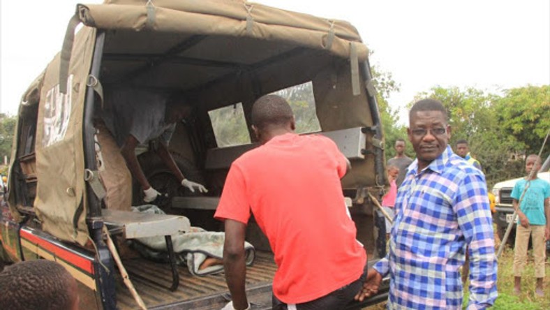 Police collecting a victim's body