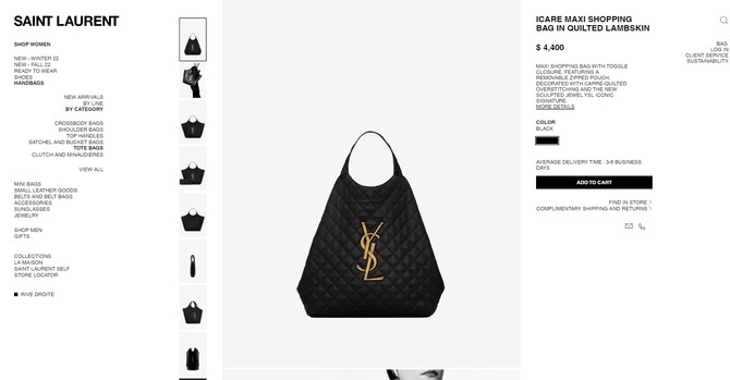 Torba "Sen Loran" foto: screenshot/ysl.com 