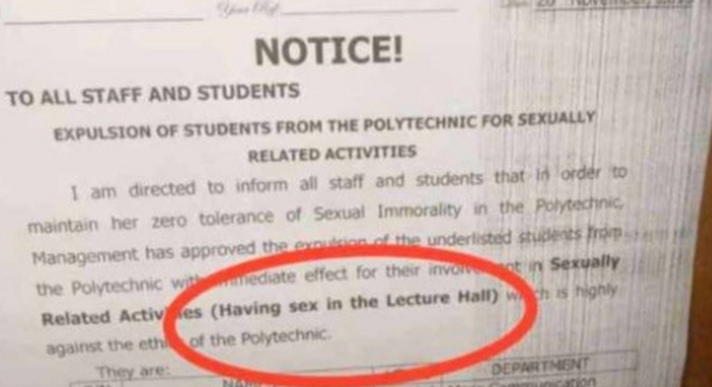 Students caught having sex in “lecture hall have been sacked (photo)