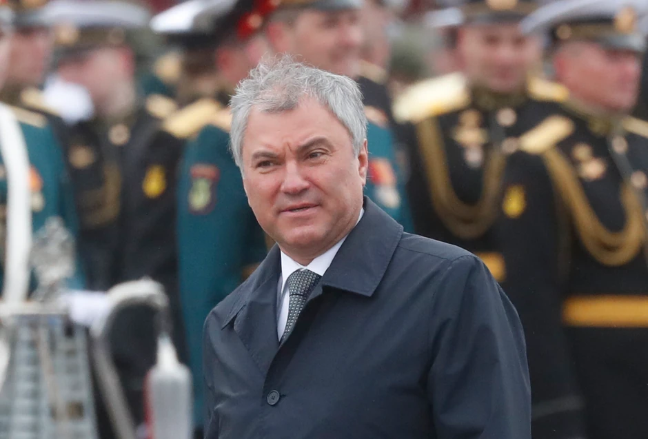 Vjačeslav Volodin na vojnoj paradi u Moskvi 2021.