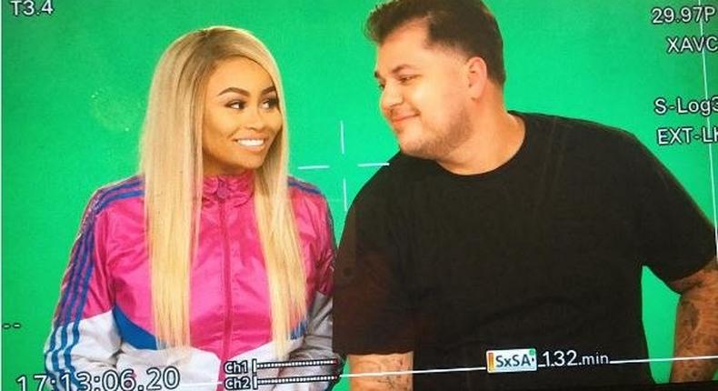 Blac Chyna and Rob Kardashian in behind the scene photo for docuseries, Rob & Chyna.