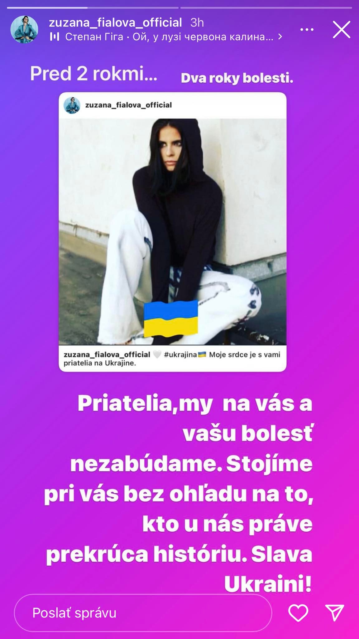 Slovenská herečka Zuzana Fialová si pripomenula 2. výročie ruskej invázie na Ukrajinu.