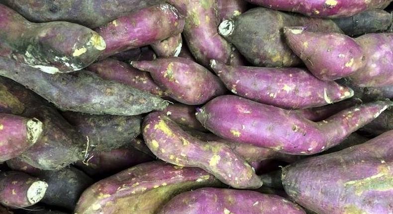 Sweet potato is displayed in a market in Recife June 30, 2014. REUTERS/Tony Gentile