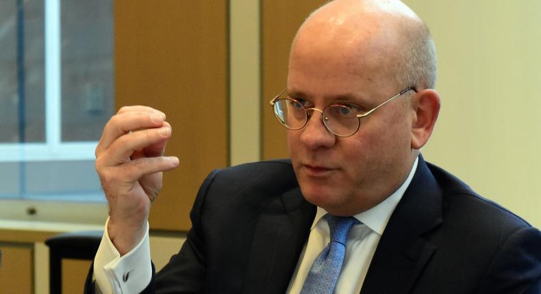 General Electric Chief Executive Officer John Flannery presents the company's new strategy and financial targets to investors at a meeting in New York.