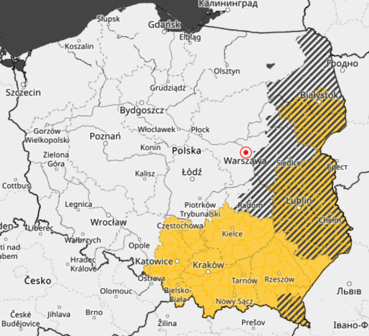 Aktualne ostrzeżenia przed marznącymi opadami