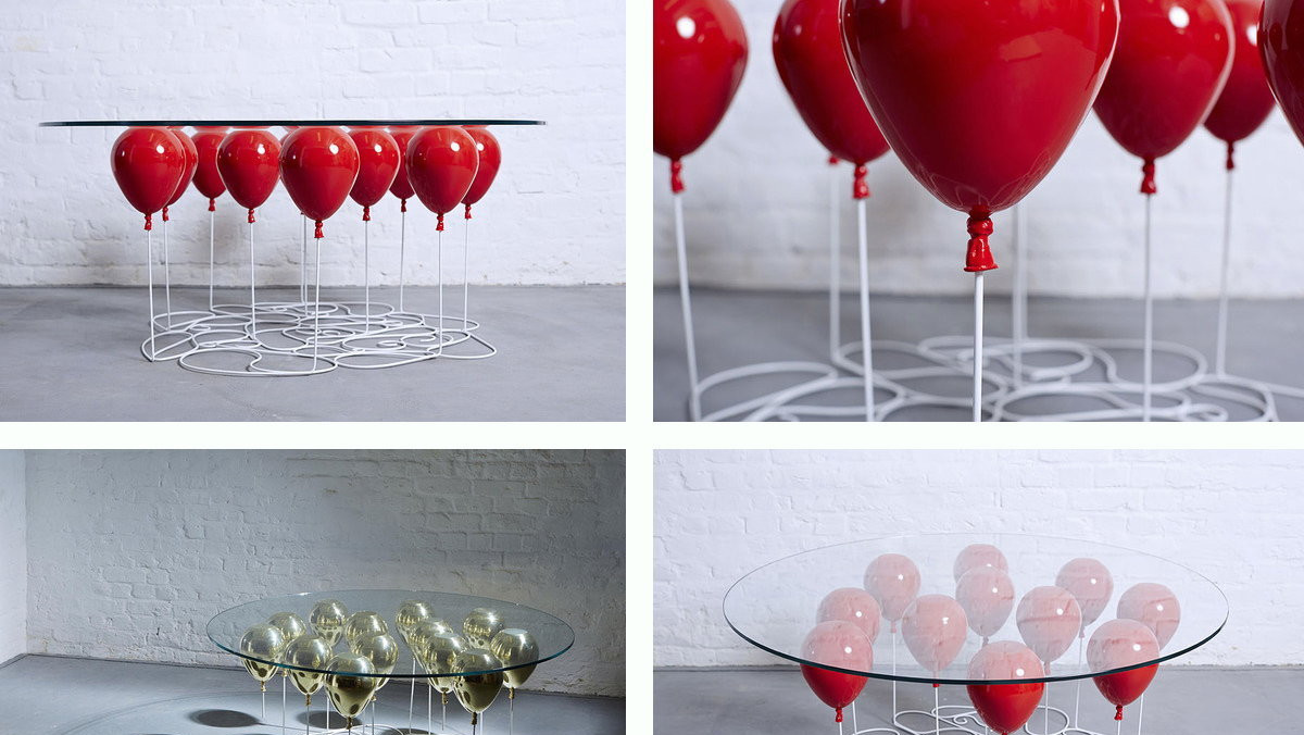 Co powiecie na stolik, który utrzymuje się w powietrzu za pomocą baloników? Taki gadżet to ostatni projekt architektoniczny Duffy London.