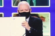 Prezes PiS Jarosław Kaczyński podczas prezentacji programu Prawa i Sprawiedliwości Polski Ład