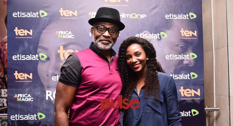 Richard Mofe Damijo and Genevieve Nnaji at the media screening of 'Road to Yesterday.'