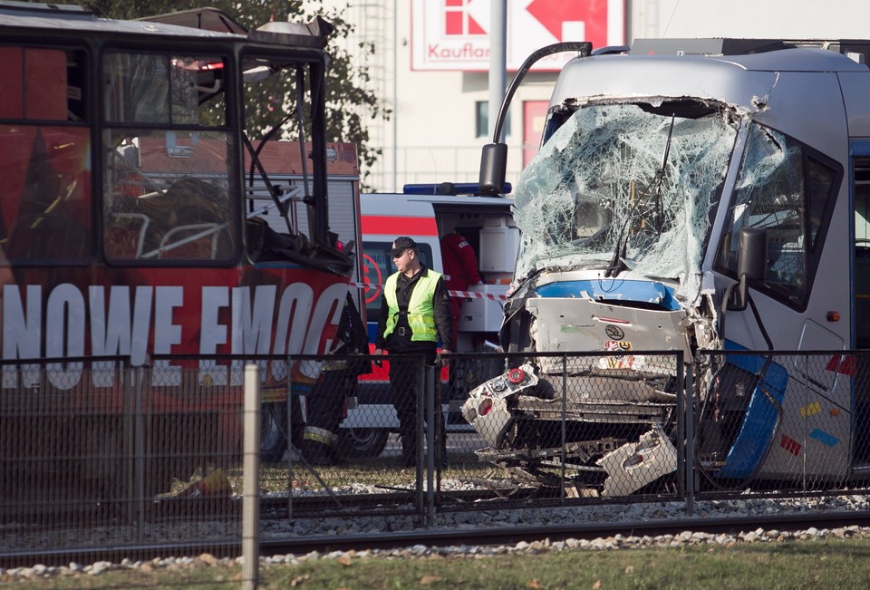 Wrocław, zderzenie tramwajów