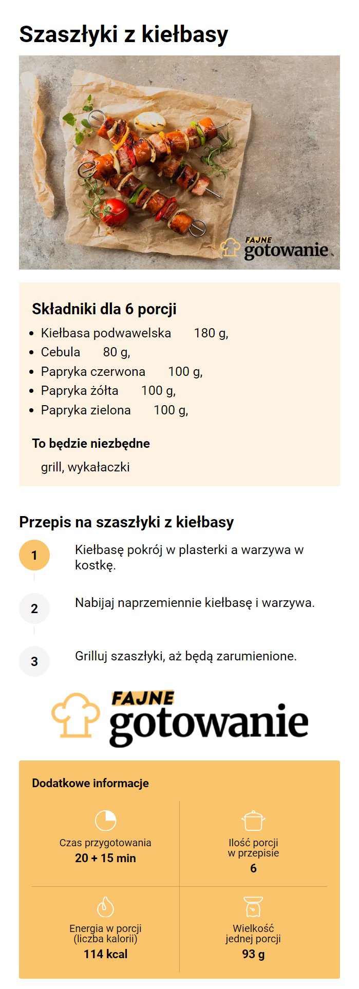 Szaszłyki z kiełbasy