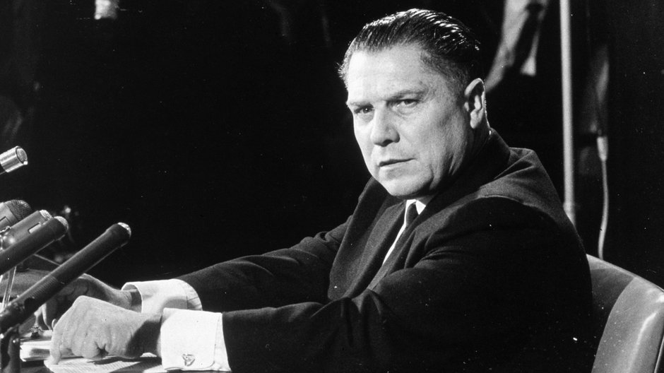 Jimmy Hoffa u szczytu kariery i wpływów jako szef centrali związkowej IBT, 1960 r.