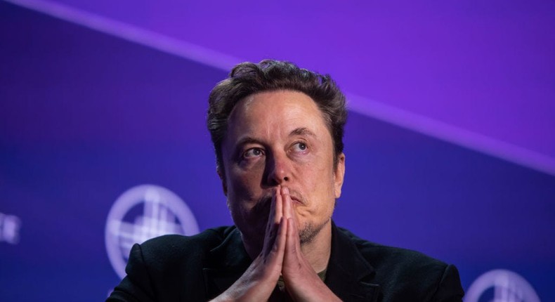 Elon Musk, co-founder of Tesla and SpaceX and owner of X Holdings Corp., speaks at the Milken Institute's Global Conference at the Beverly Hilton Hotel in Beverly Hills, California.Apu Gomes/Getty Images