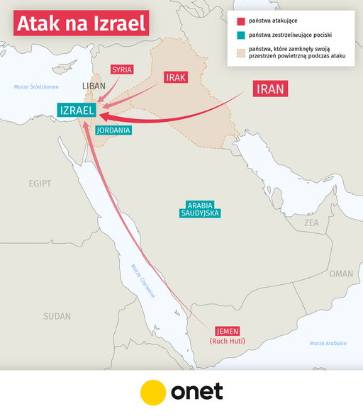 Mapa konfliktu Izraela z Iranem